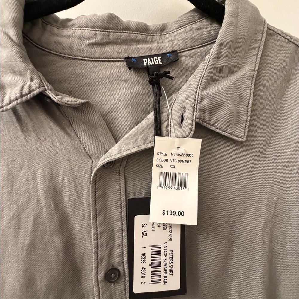 PAIGE Vintage-Inspired Button Shirt in Light Gray